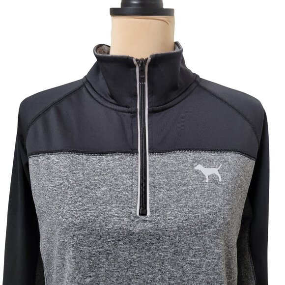 PINK By Victoria's Secret Size L Black/Gray 1/4 Zip Up Pullover Sweatshirt - Picture 2 of 11